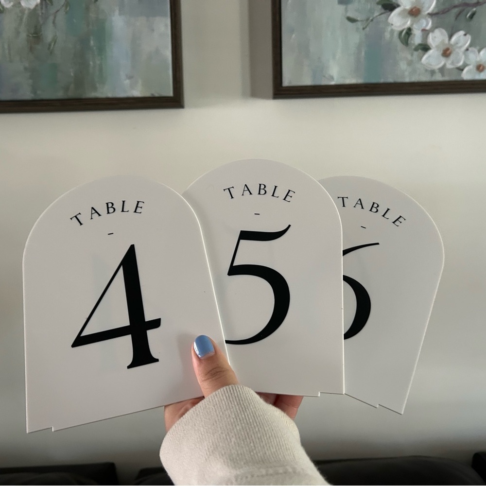 White Table Number Signs - Picture 2 of 7